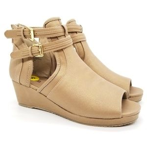 Michael Kors Cate Blaze Peep Toe Wedge Bootie Sz 5